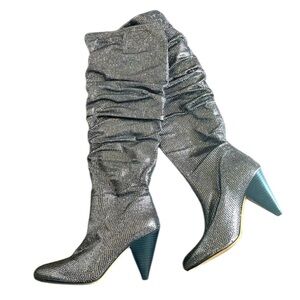 INC International Concepts Sequin Thigh High Boots Womens 7 Rhinestone club